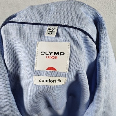 Olymp Luxor Hemd Herren Shirt Gr. 47 Blau Confort Fit klassic Business Baumwolle