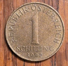 1992 Austria 1 Schilling, Denomination, 3 Edelweiss Flowers Aluminum-Bronze