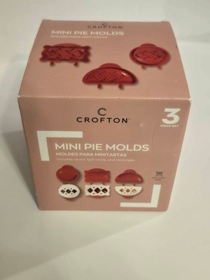 New Crofton Mini Pie Molds Set of 3 -Round /Half Circle /Rectangle Not Oven Safe