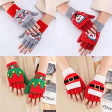 Crochet Flip Top Gloves Winter Women Warm Half Finger Gloves Thick Keep Warm Fin