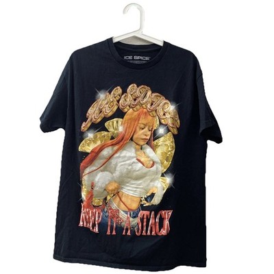  Ice Spice Keep It a Stack Graphic T-Shirt Black Size M 2023 Rap Tee Streetwear