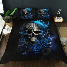 Sugar Skull Duvet Cover Queen Size, 3D Skull Bedding Set for Boys Girls,Bones...