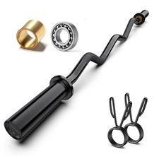 Olympic EZ Curl Barbell Bar 47", Mute Bearings - 2" 47 inches, Black