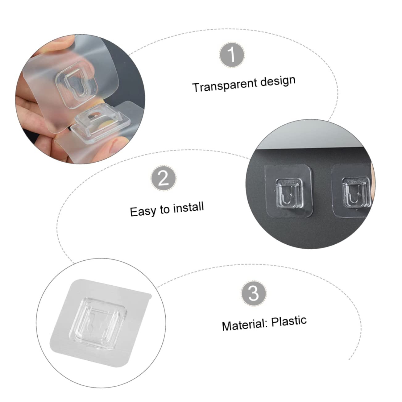 20 Sets Double Sided Self Adhesive Wall Hooks for Easy Storage and Organizati...