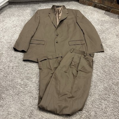 Chaps Wool Two Piece Suit Set Blazer Pants 46Lx42W Gray Business Professional