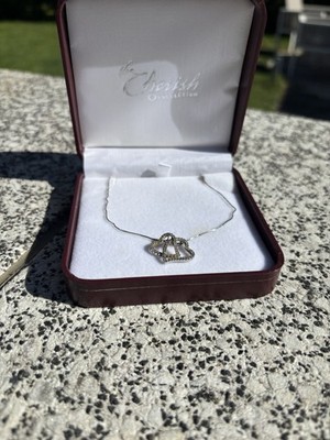 Diamant Collier 10K Weißgold Herz Anhänger Cherish Collection ca. 3g Gold Box