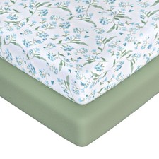 Fitted Crib Sheets for Boys and Girls, 2 Pieces 52"x28" Viscose and Spandex C...