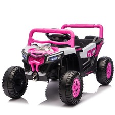 12V Kids Ride On Electric UTV, Anti-Slip Wheels w Front Shock Absorbers, Pink