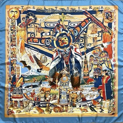 カ*ネ様 エルメススカーフ Hermes Scarf TSITSIKA by Kermit Oliver 90 cm silk brown Carre