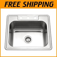 Stainless Steel Kitchen Sink - 25" Drop In Single Bowl Basin
