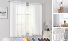 Rod Pocket Top Solid Voile Sheer Curtains for 42"W x 54"L Pack of 2 White