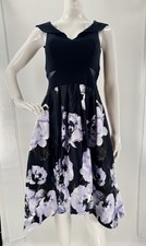 XSCAPE Womens Blue Floral Short Sleeve Midi Hi-Lo Formal Dress Size 4
