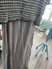 Liz Claiborne size medium brown sleeveless cotton maxi dress with knitted shrug