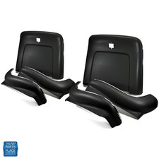 1969-72 Gm Cars Bucket Seat Backs Aprons Black Molded Plastic Chrome 6pc Kit