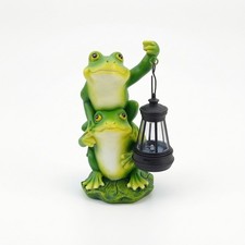Froschfigur mit Laterne gl&auml;nzend Froschfigur stabil f&uuml;r Bonsai, Gartenliebhaber