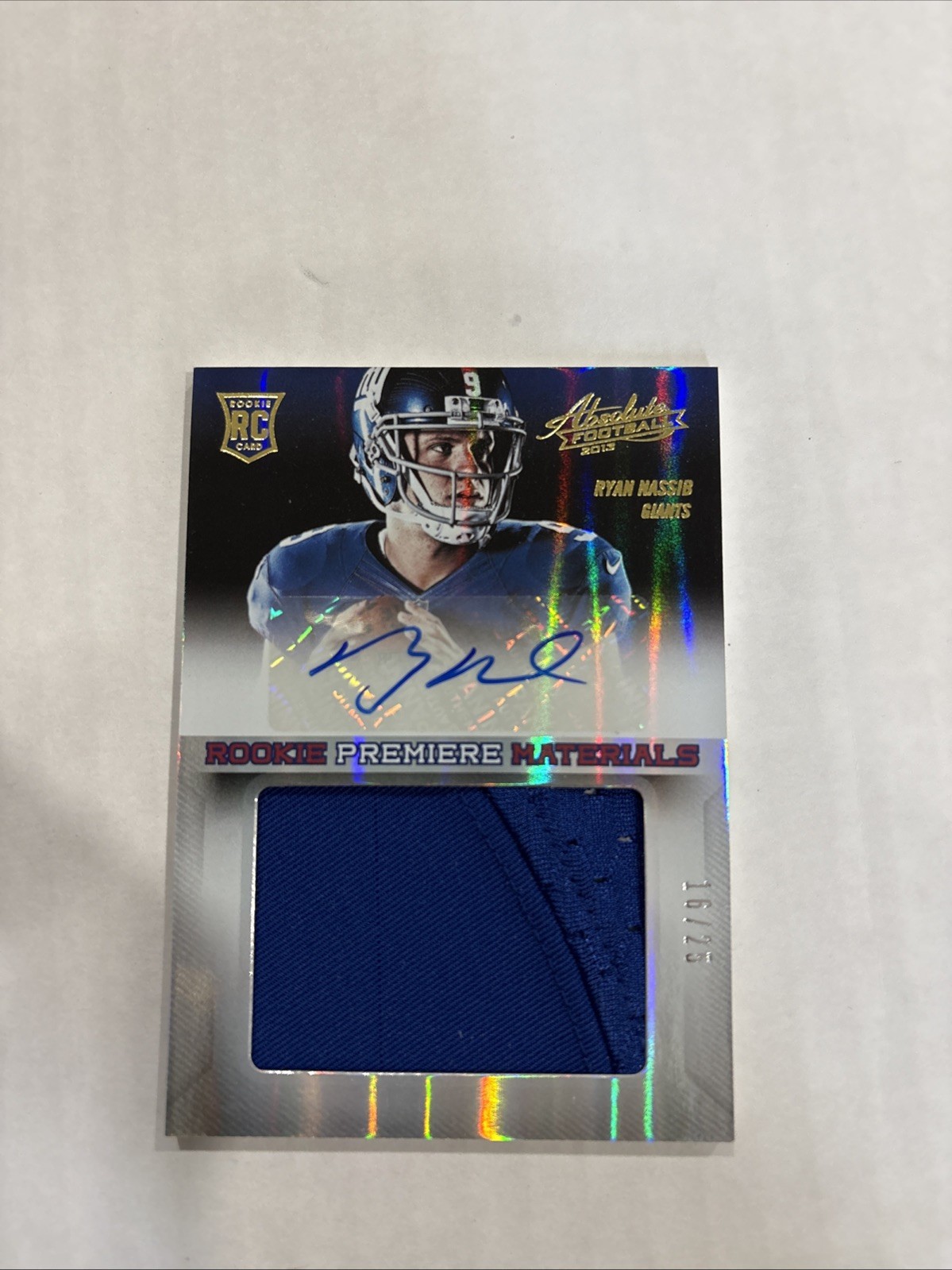 2013 Panini Absolute-Rookie Premiere Materials Ryan Nassib #232 Jumbo Signatures
