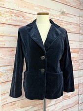 Vintage Navy Blue Velvet Blazer Jacket Classic Unlined Preppy