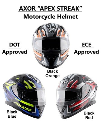 AXOR '' APEX STREAK '' DOT & ECE Approved Integralhelme Motorradhelme
