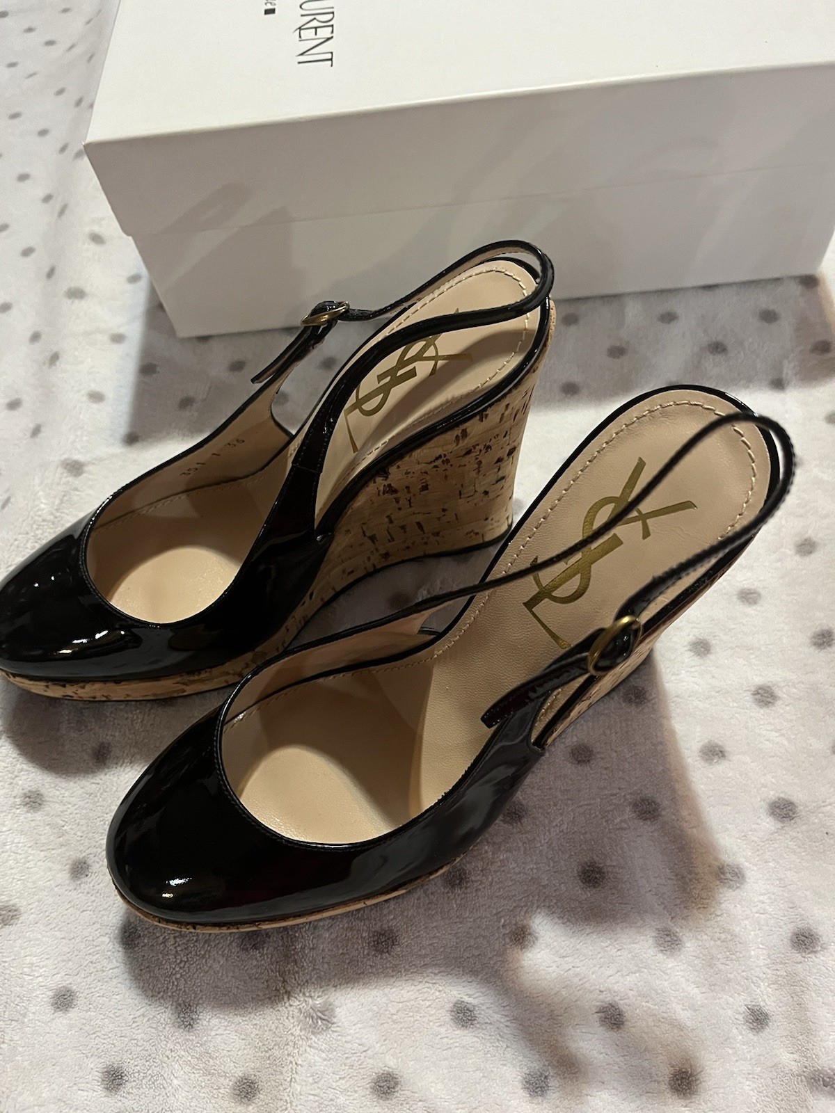 SAINT LAURENT YSL Sling Back nuovo nero morbido taglia 36