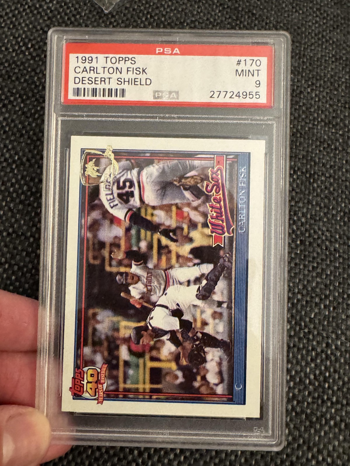 1991 Topps Desert Shield #170 Carlton Fisk Desert Shield PSA 9