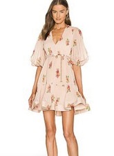 ZIMMERMANN Fluted floral-print plissé-organza mini dress Size 2. STUNNING!!!