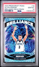 2024 PANINI PRIZM DRAFT PICKS BRILLIANCE 18 ALLEN IVERSON MOJO PRIZM #/25 PSA 10