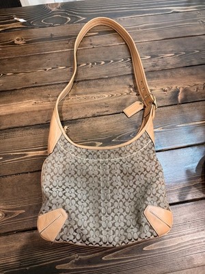 coach monogram and tan crossbody purse in fantastic condition!