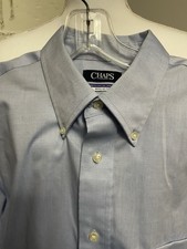 Chaps Regular Fit Button-Down Dress Shirt, Blue, Men's Medium 16 - 34/35