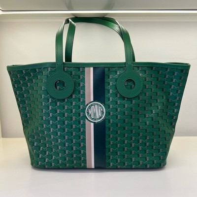 Moynat 1920 Oh! Tote Ruban MM Green Canvas Leather Tote Bag Top Handle