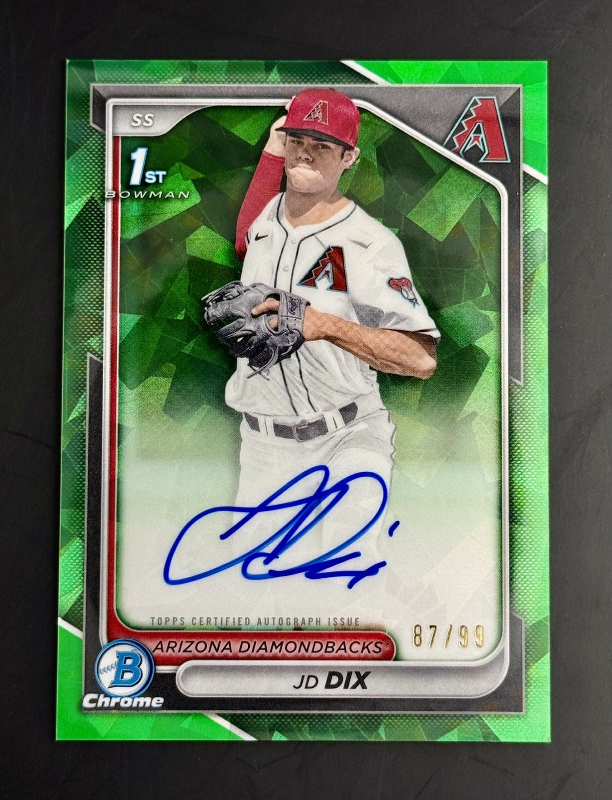 2024 Bowman Chrome Draft Sapphire - JD Dix Chrome Prospect 1st Auto Green🟢 /99