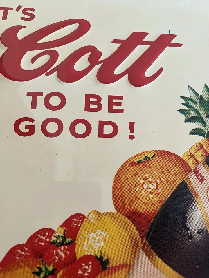 Vintage Original COTT Soda Tin Metal Advertising Sign Vibrant Excellent Cond - Image 3 of 4
