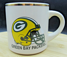 Taza de café de cerámica Green Bay Packers con licencia oficial de la NFL borde de color dorado