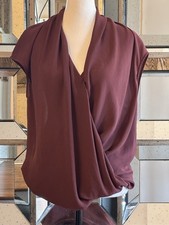 Helmut Lang Burgundy Twist Top Blouse SZ P Small Original Retail 275.