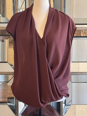 Helmut Lang Burgundy Twist Top Blouse SZ P Small Original Retail $275.