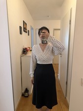 Damen Crop Bluse Weiß mit schwarzen Punkten ...