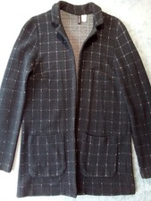 Cardigan Sweater Blazer Woman  s Open Front Knit Jacket 4 Black Gray