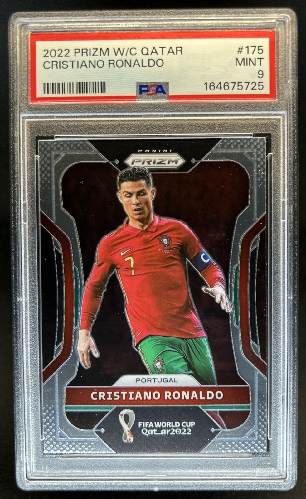 2022-23 Panini Prizm World Cup Cristiano Ronaldo #175 Portugal PSA 9 view 1