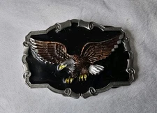 Vintage 1983 The Great American Buckle Co Bald Eagle Enamel Belt Buckle