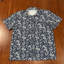 Columbia PFG Shirt Mens Medium Blue Omni-Shade Fishing Hawaiian Print Button Up