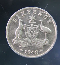 Australia Six Pence Silver coin 1948