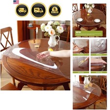 Round Clear Table Cover Protector 47 Inch Waterproof PVC Vinyl Modern Decor