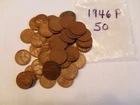 1946-P LINCOLN WHEAT CENT PENNY ROLL, circulated average conditions, some above