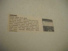 HAWKWIND original 1971 music biz promo lp review HAWKWIND