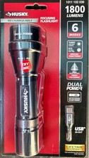 Husky 1800 Lumens Dual Power LED Rechargeable Tactical Focusing Flashlight