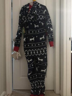 NEW Tipsy Elves Unisex Blue Jumpsuit Christmas Reindeer Fleece Size L