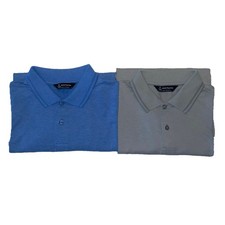 2 Members Mark Shirts Men Size S Blue & Gray Stretch Pique Cotton Polo Shirt