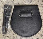 NEW Scottish Black LEATHER Kilt SPORRAN & Belt Celtic Renaissance Highland Irish — photo 2