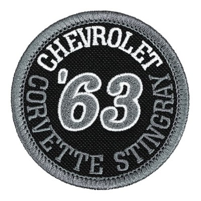 1963 Chevrolet Corvette Stingray Embroidered Patch Black/Dark Gray Iron/Sew-On