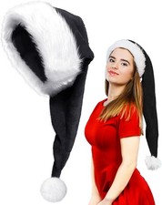 Long Plush Santa Hat Christmas Hat for Adults Unisex Classic Santa Hat Thicken