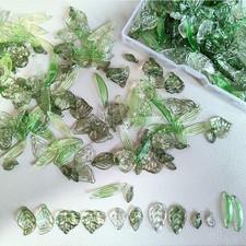 Assorted Green Leaf Beads for Jewelry Making   120PCS Acrylic Craft Charms Bulk